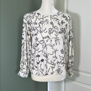 Philosophy Black and Cream Floral Blouse